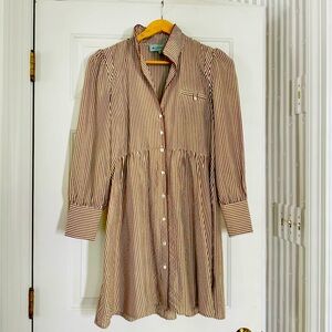 Tuckernuck tan stripe pattern dress, size S.
